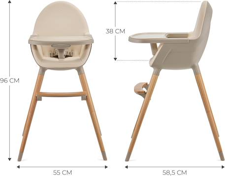 Chaise Haute Kinderkraft FINI 2 2 en 1 avec Plateau Réglable, Harnais 5 Points, Repose-Pieds et Assise en Éco-Cuir Beige+Bleu+Gris+Vert 6 - vertbaudet enfant 