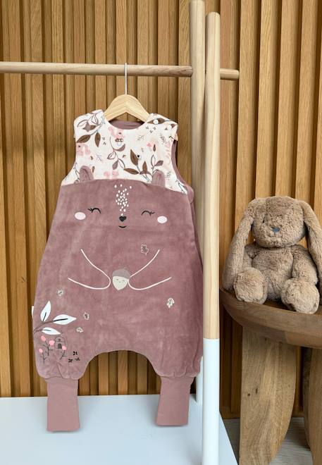 Turbulette d'hiver en velours avec pieds retroussables sora Prune 1 - vertbaudet enfant 