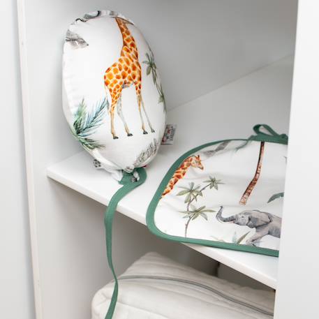 Bavoir à nouer en coton et bambou safari Safari, vert, gris, blanc 4 - vertbaudet enfant 