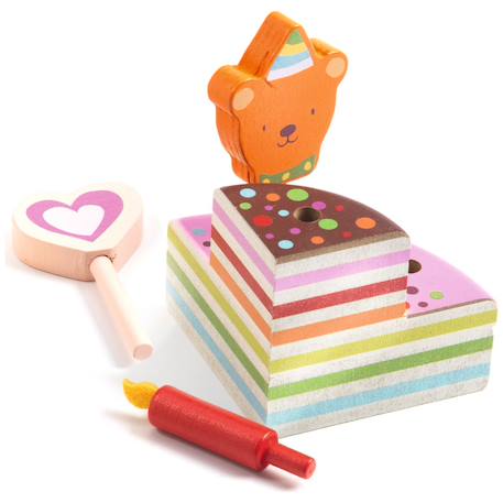 Gâteau en bois happy birthday Multicolore 6 - vertbaudet enfant 