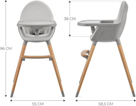 Chaise Haute Kinderkraft FINI 2 2 en 1 avec Plateau Réglable, Harnais 5 Points, Repose-Pieds et Assise en Éco-Cuir Beige+Bleu+Gris+Vert 18 - vertbaudet enfant 