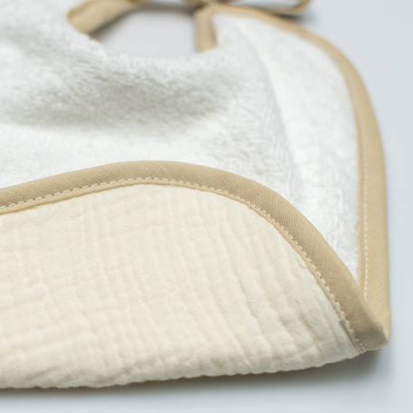 Bavoir à nouer en gaze de coton Jeanne Made in France Beige+Blanc+Bleu+Camel+Écru+Rose+Terracotta+Vert de gris 31 - vertbaudet enfant 