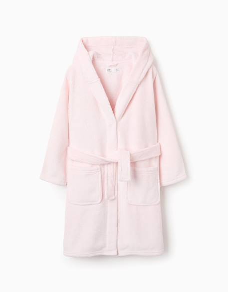 Peignoir en coraline avec capuche et ceinture Rose clair 1 - vertbaudet enfant 