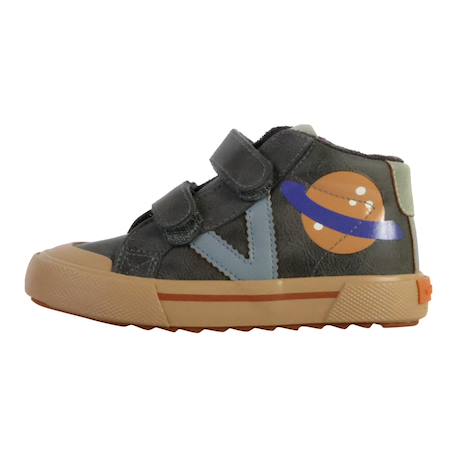 Baskets montantes  à scratch Anthracite+Vert foncé 2 - vertbaudet enfant 