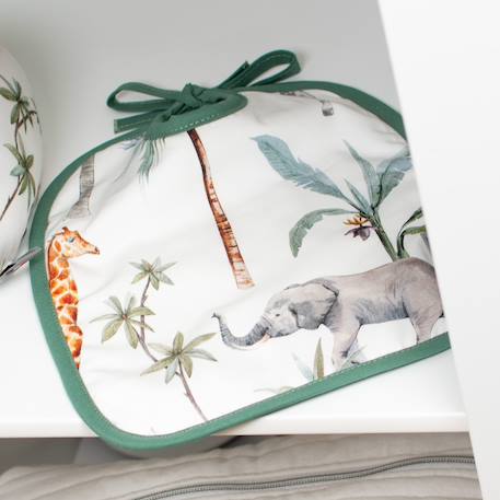 Bavoir à nouer en coton et bambou safari Safari, vert, gris, blanc 2 - vertbaudet enfant 