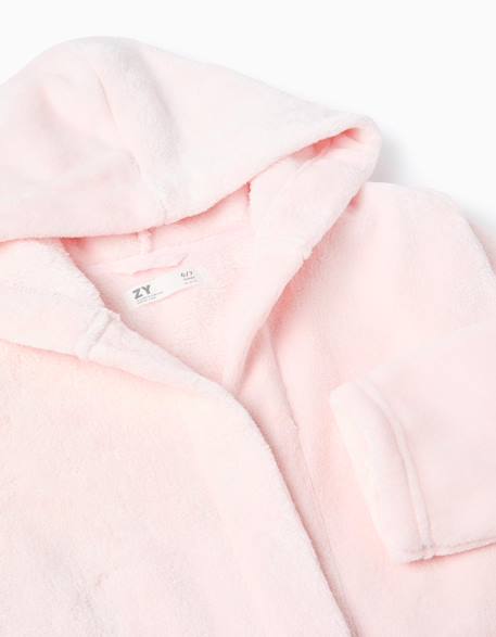 Peignoir en coraline avec capuche et ceinture Rose clair 3 - vertbaudet enfant 