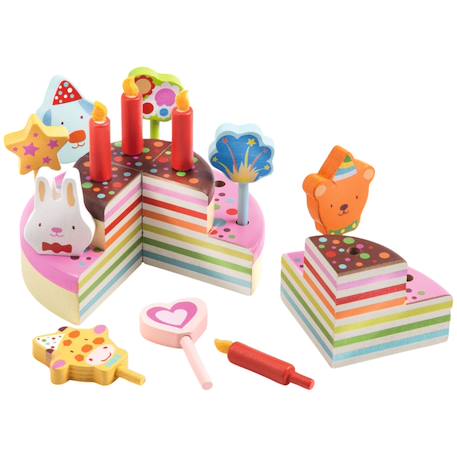 Gâteau en bois happy birthday Multicolore 1 - vertbaudet enfant 