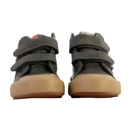 Baskets montantes  à scratch Anthracite+Vert foncé 5 - vertbaudet enfant 