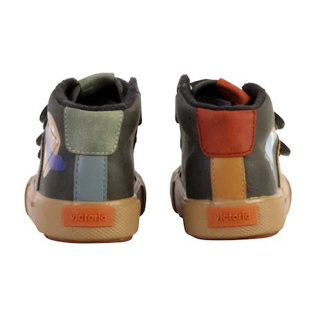 Baskets montantes  à scratch Anthracite+Vert foncé 4 - vertbaudet enfant 