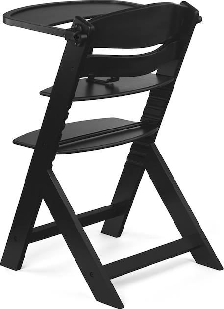 Chaise Haute Évolutive ENOCK 3 en 1 avec Coussin Inclus, Assise Réglable et Bois de Hêtre Massif Stable Blanc+Gris+Noir 16 - vertbaudet enfant 