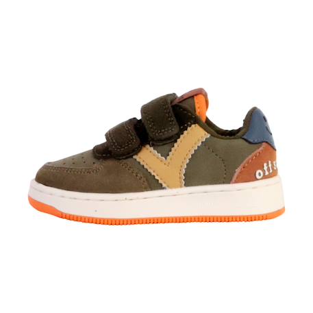 Baskets basses à scratch Khaki+Marine 2 - vertbaudet enfant 