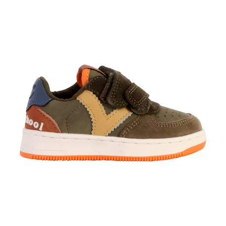 Baskets basses à scratch Khaki+Marine 1 - vertbaudet enfant 