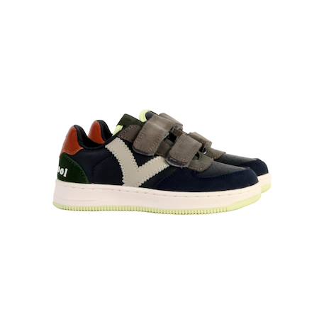 Baskets basses à scratch Khaki+Marine 9 - vertbaudet enfant 