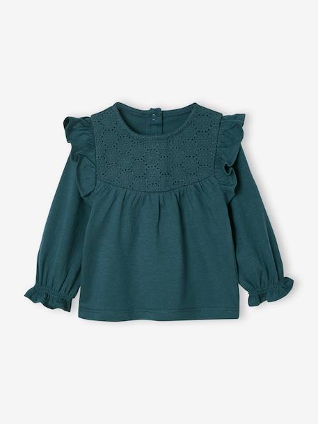 T-shirt brodé bébé à manches longues bleu canard 1 - vertbaudet enfant 
