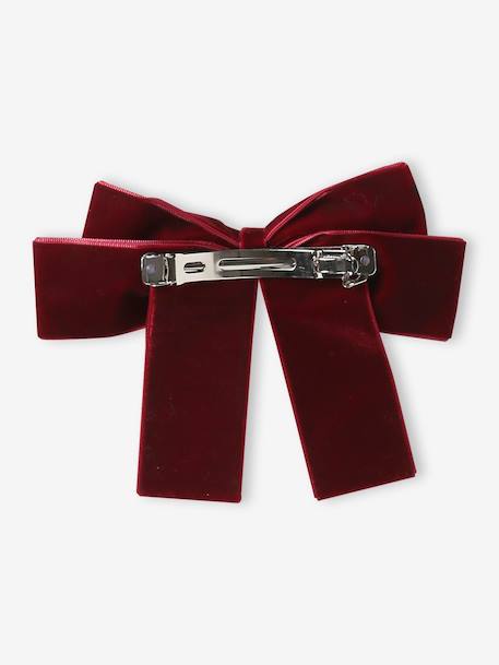 Pince à cheveux avec gros nœud en velours rouge 2 - vertbaudet enfant 