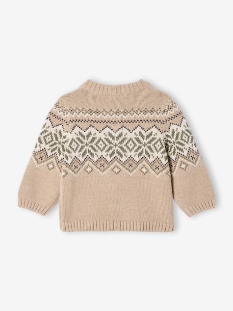 Gilet zippé bébé en maille jacquard beige chiné 2 - vertbaudet enfant 