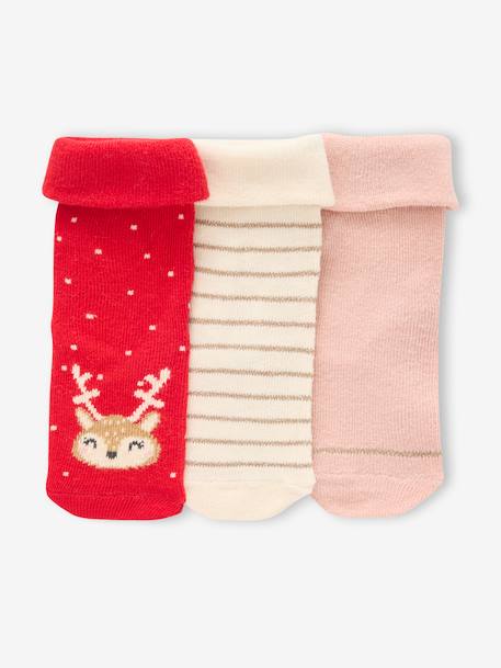Coffret de 3 paires de chaussettes Noël bébé rose poudré 4 - vertbaudet enfant 
