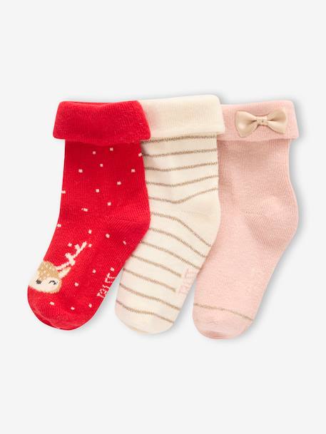 Coffret de 3 paires de chaussettes Noël bébé rose poudré 3 - vertbaudet enfant 