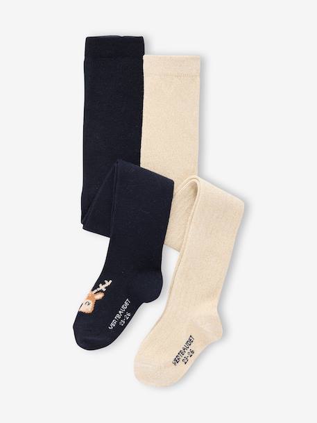 Lot de 2 paires de collants Noël bébé fille marine 1 - vertbaudet enfant 