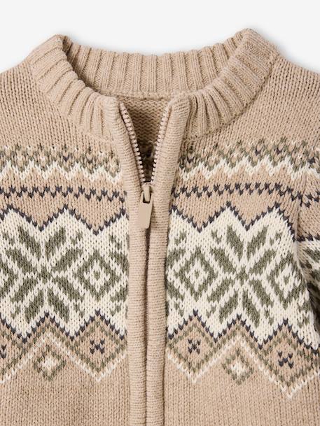 Gilet zippé bébé en maille jacquard beige chiné 3 - vertbaudet enfant 