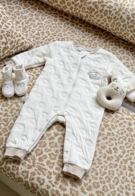 Combinaison bébé en molleton et chaussons câlins Ecru 1 - vertbaudet enfant 