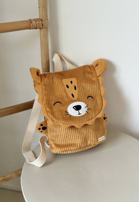 Sac à dos enfant en velours côtelé charly Marron 1 - vertbaudet enfant 