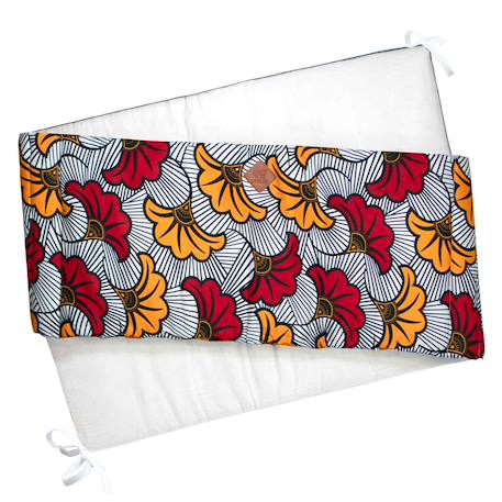 Tour de lit universel wax fleurs de mariage Bleu+Rouge 3 - vertbaudet enfant 