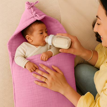 Nid d'ange en coton bio Blanc+Fraise+Honey+Rose+Vert 20 - vertbaudet enfant 