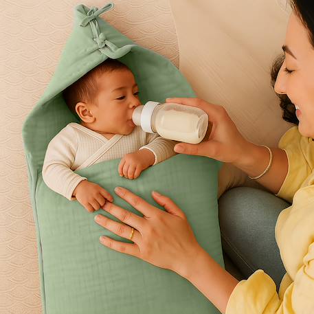 Nid d'ange en coton bio Blanc+Fraise+Honey+Rose+Vert 30 - vertbaudet enfant 