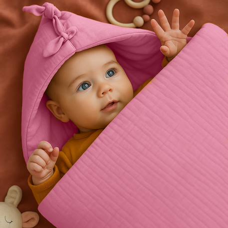 Nid d'ange en coton bio Blanc+Fraise+Honey+Rose+Vert 22 - vertbaudet enfant 
