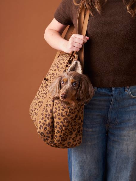Sac de transport pour chat et chien marron imprimé 1 - vertbaudet enfant 