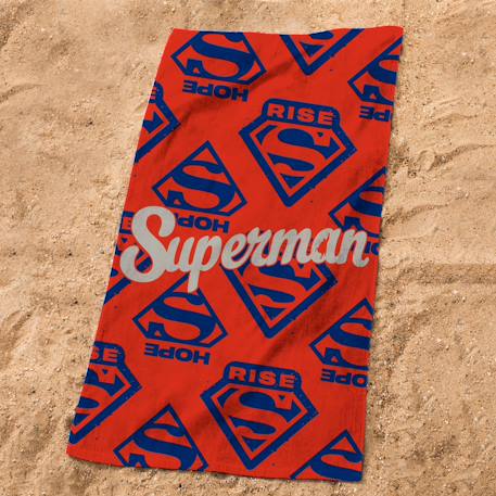 Serviette de bain et de plage imprimée 100% coton, superman rise Rouge 2 - vertbaudet enfant 