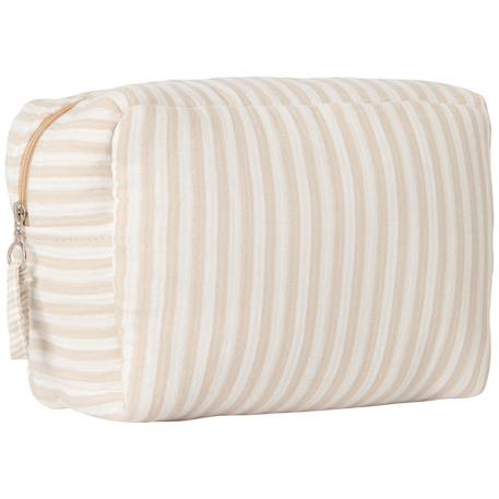 Trousse de toilette gaze de coton rayé vert de gris Beige, blanc+Vert de gris, blanc 1 - vertbaudet enfant 