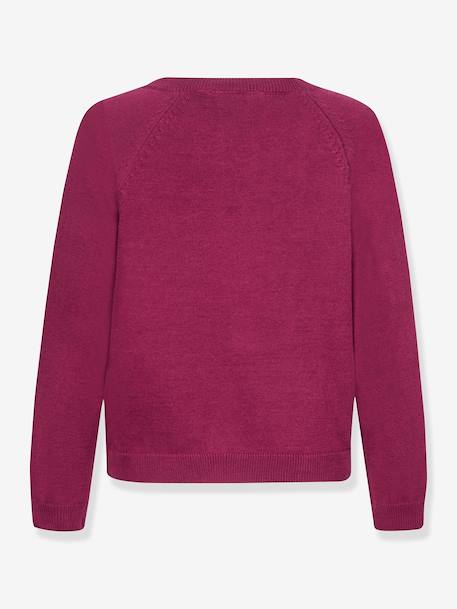 Cardigan tricot fin Happy Girls Filles Boutons grenadine+marine 2 - vertbaudet enfant 