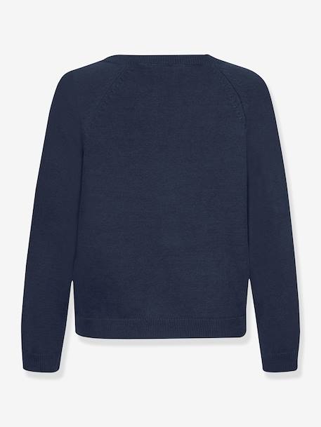 Cardigan tricot fin Happy Girls Filles Boutons grenadine+marine 4 - vertbaudet enfant 