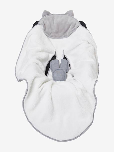Plaid bébé à capuche en microfibre, doublé polaire gris 4 - vertbaudet enfant 