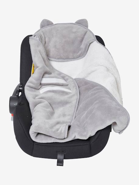 Plaid bébé à capuche en microfibre, doublé polaire gris 7 - vertbaudet enfant 