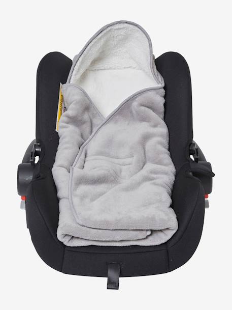 Plaid bébé à capuche en microfibre, doublé polaire gris 5 - vertbaudet enfant 