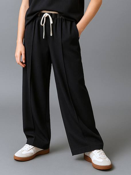 Pantalon large tailleur fille anthracite 1 - vertbaudet enfant 