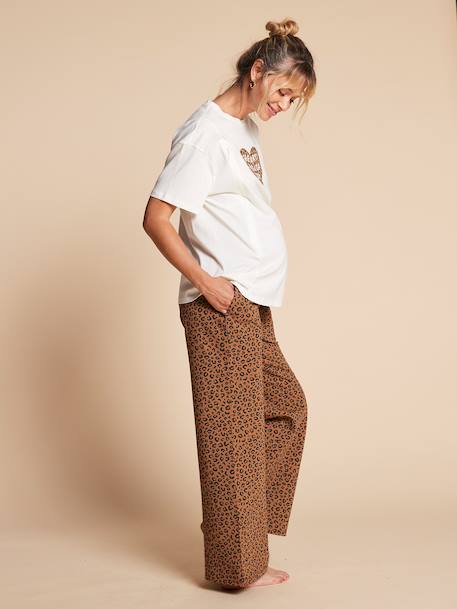 Ensemble pyjama 2 pièces léopard grossesse et allaitement taupe 1 - vertbaudet enfant 