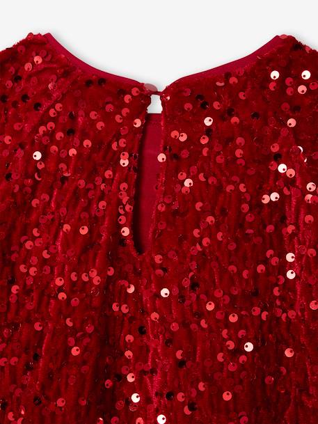 Robe fille en velours et sequins rouge 5 - vertbaudet enfant 