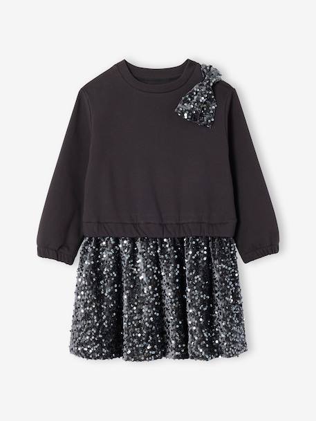 Robe fille noël à sequins effet 2 en 1 anthracite 1 - vertbaudet enfant 