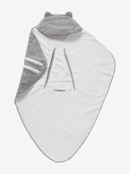Plaid bébé à capuche en microfibre, doublé polaire gris 3 - vertbaudet enfant 
