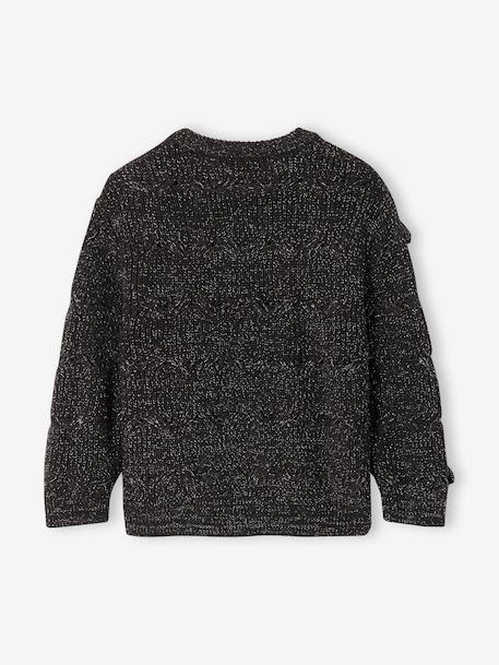 Pull fille noël à torsades et noeuds anthracite 2 - vertbaudet enfant 