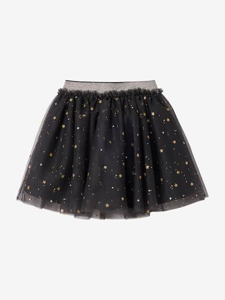 Jupe fille noël tulle étoilé anthracite 1 - vertbaudet enfant 