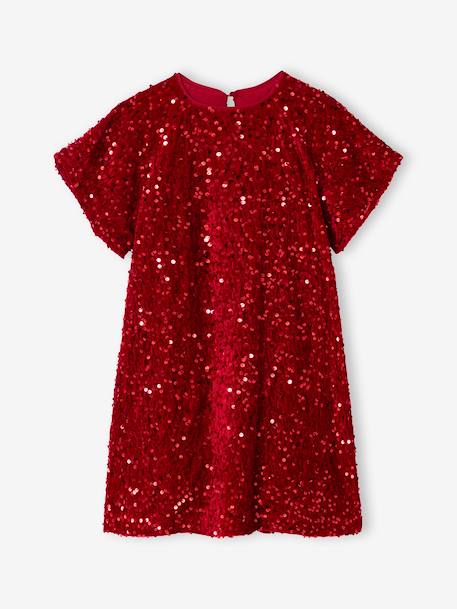 Robe fille en velours et sequins rouge 3 - vertbaudet enfant 