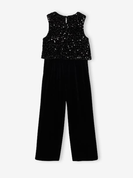 Combinaison fille bi-matière sequins et velours noir 4 - vertbaudet enfant 