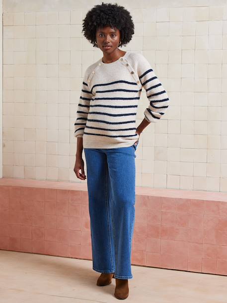 Jean de grossesse droit bandeau sans couture denim brut+denim gris+écru+stone 2 - vertbaudet enfant 