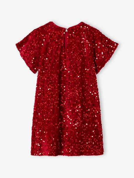 Robe fille en velours et sequins rouge 4 - vertbaudet enfant 