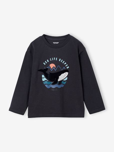 T-shirt garçon imprimé devant anthracite+écru 1 - vertbaudet enfant 